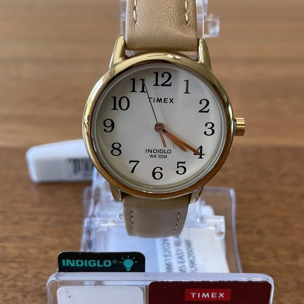 NWT, Timex TW2U96200 Women's Tan Easy Reader w/2nd-Hand Leather Strap 30mm Watch - Picture 1 of 9